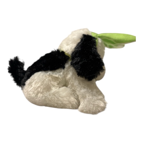 Plush White And Black Dog Happy Easter Bib With Bunny Ears Spring Plushie NWT - Picture 2 of 5